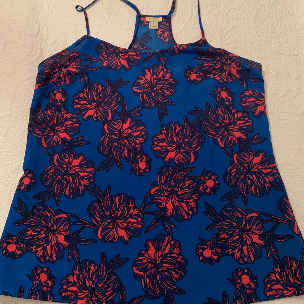 J Crew Floral Blue and Pink Tank